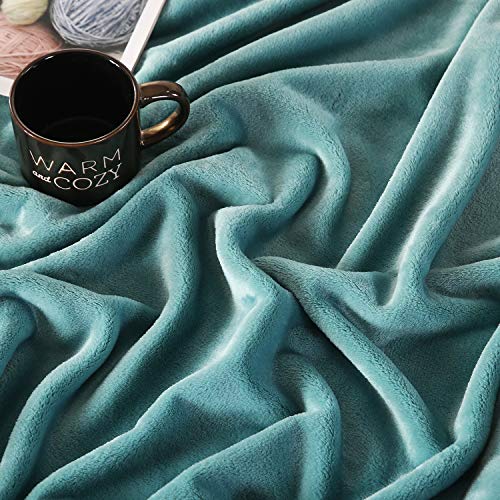 TASTHROW Large Flannel Fleece Throw Blanket, 50×70 Inch | Cozy Lightweight Thick Blanket - All Seasons Suitable for Women, Men and Kids (Two Pack, Bluishgreen) - color: Bluishgreen, size: Two Pack 50"x70"