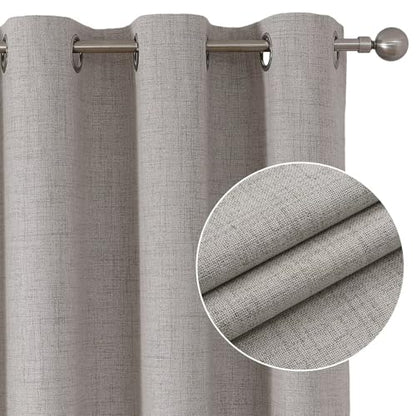 Joydeco Greyish White Blackout Curtains 120 Inches Long, Extra Long Curtains 120 Inch Length 1 Panel for Bedroom, Thermal Insulated Linen Black Out Curtains with Grommets(100x120, Greyish White) - color: Greyish White, size: 100"W x 120"L (Pack of 1)