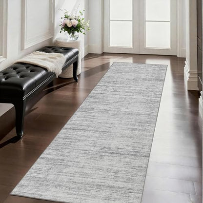 2x5 Washable Runner Rugs，Modern Abstract Rug Runner,Ultra-Thin Kitchen Runner Rug Non-Slip Backing Entryway Runners,Bathroom Carpet for Hallways,Bedroom，Laundry Room - color: Grey, size: 2' x 5' (Runner)