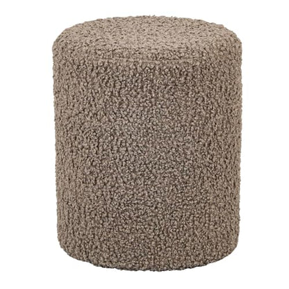 Modern Round Ottoman with Soft Padded Seat, Multifunctional Vanity Stool for Makeup, Upholstered Footrest Stool Ottoman Foot Stool for Living Room, Bedroom - color: Khaki