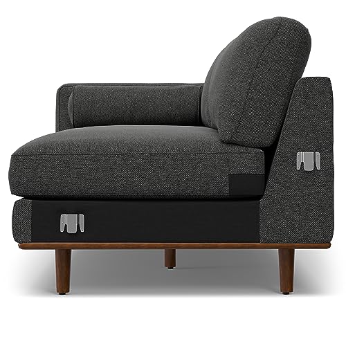 SIMPLIHOME Morrison Sofa and Ottoman 2-Piece Set in Charcoal Grey - color: Charcoal Grey, style: Right Sectional Sofa