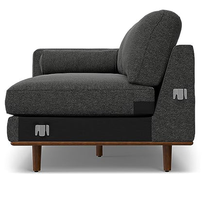 SIMPLIHOME Morrison Sofa and Ottoman 2-Piece Set in Charcoal Grey - color: Charcoal Grey, style: Right Sectional Sofa