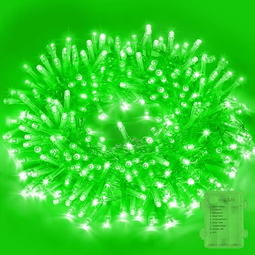 Green Battery Operated Christmas Lights, 34.1FT 100 LED St. Patrick's Day String Christmas Tree Lights with 8 Modes, Xmas Decorations for Indoor Outdoor Yard Wedding Home Decor - color: Green, size: 100 LED