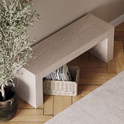 Maven Lane Zeno Bench, Grey Solid Wood | Handcrafted Solid Wood Bench, Ideal for the Living Room, Entryway, Foot of the Bed, or Extra Dining Table Seating - color: Weathered Grey