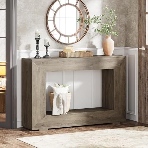 Tribesigns Farmhouse Console Table, 47 Inches Entryway Console Table with Storage, Industrial Hallway Accent Table for Living Room, Entrance - color: Grey