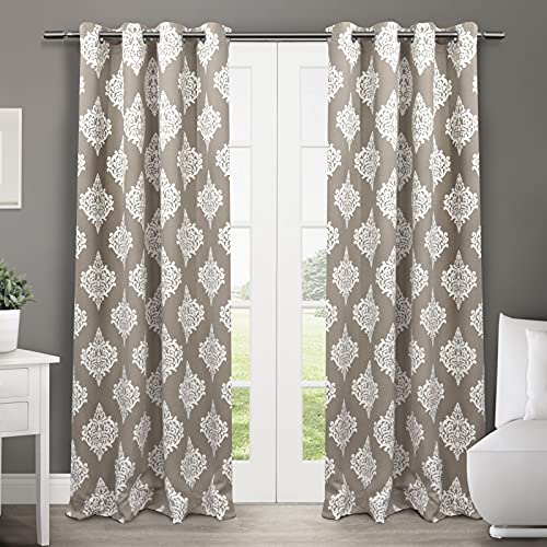 Exclusive Home Curtains - EH7945-03 2-84G Medallion Blackout Grommet Top Curtain Panel Pair, 52x84, Taupe, 2 Piece - color: Taupe, size: 52"W x 84"L (Pack of 2)