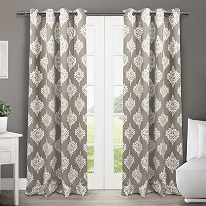 Exclusive Home Curtains - EH7945-03 2-84G Medallion Blackout Grommet Top Curtain Panel Pair, 52x84, Taupe, 2 Piece - color: Taupe, size: 52"W x 84"L (Pack of 2)