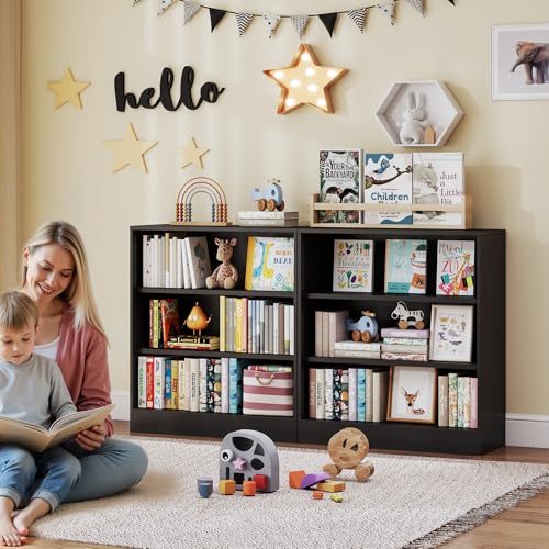 Metal Office Shelf, Black 3 Tier Open Bookcase, Small Bookshelf | Freestanding Cabint Display Case, Office Bookshelf with Adjustable Shelves for Living Room, Corner, Home Office, Classroom - color: Black, size: 13"D x 31.5"W x 35.5"H