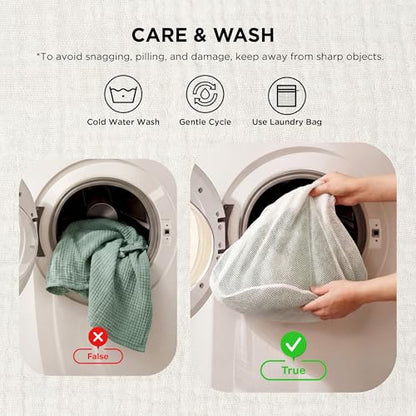 Bedsure 100% Cotton Muslin Throw Blanket Large 50x70 Inches - 4-Layer Breathable and Lightweight Thin Soft Summer Gauze Muslin Blankets for Adults, Sage Green, Boho Cotton Throw for Couch | 4-Layer Breathable,Lightweight, Soft Cooling Summer Gauze Cotton