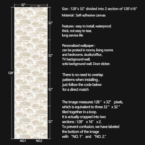 Forest Tree Peel and Stick self Adhesive Wallpaper - 128''x32'' - color: X02, size: 128"x32"