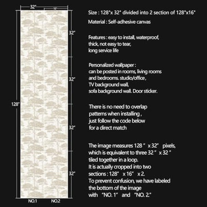 Forest Tree Peel and Stick self Adhesive Wallpaper - 128''x32'' - color: X02, size: 128"x32"