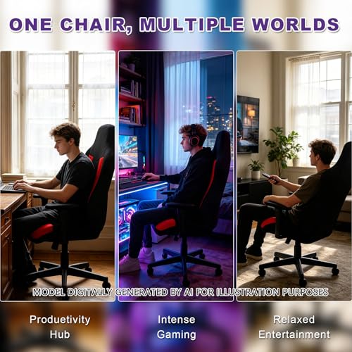 Gaming Chair Covers Only,Stretchable Fit Thick Breathable Mesh | Cat Scratch Proof,Scratch Resistant,Soft,Gaming Chair Seat Cover with 2Pcs Armrest Slipcovers(Black-red,Style 2) - color: Black-red, size: Style 2