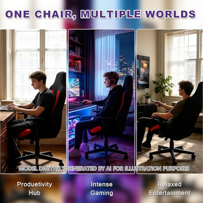 Gaming Chair Covers Only,Stretchable Fit Thick Breathable Mesh | Cat Scratch Proof,Scratch Resistant,Soft,Gaming Chair Seat Cover with 2Pcs Armrest Slipcovers(Black-red,Style 2) - color: Black-red, size: Style 2