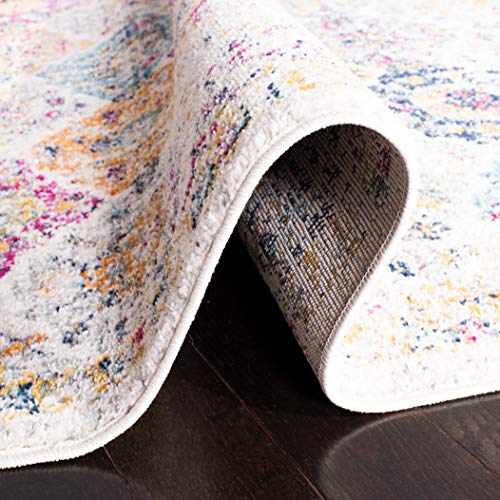 SAFAVIEH Madison Collection Runner Rug - 2'3" x 6', Cream & Multi, Boho Chic Distressed Design, Non-Shedding & Easy Care, Ideal for High Traffic Areas in Living Room, Bedroom (MAD611B) - color: Cream/Multi, size: 2'3" x 6' (Runner)