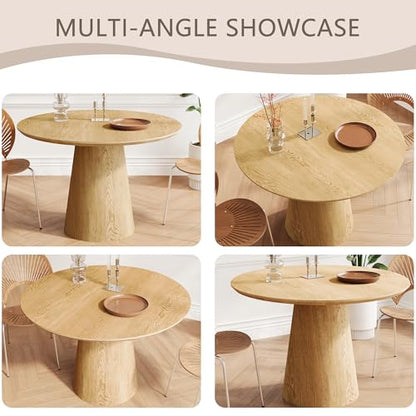 Round Dining Table for 4, Modern 43" Natural Wood Grain Dining Table with Cone Pedestal Base, Round Kitchen Table for Living Room, Kitchen, Dining Room, Natural - color: 43 Inch Natrual