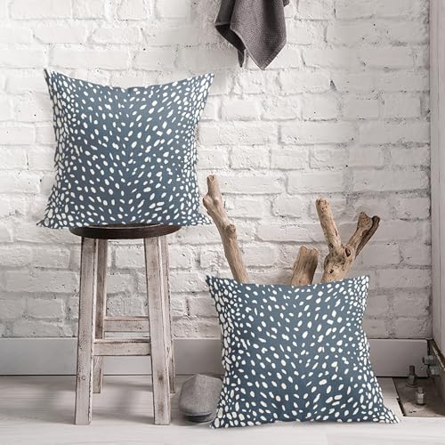 Antelope Gray Blue Pillow Covers 16X16 Inch Neutral Animal Faux Fawn Decorative Pillow Cases Modern Euro Cotton Linen Throw Pillows Set of 2 Farmhouse Home Decor for Sofa Couch Porch Outdoor - color: 3-gray Blue, size: 16" x 16" (Pack of 2)