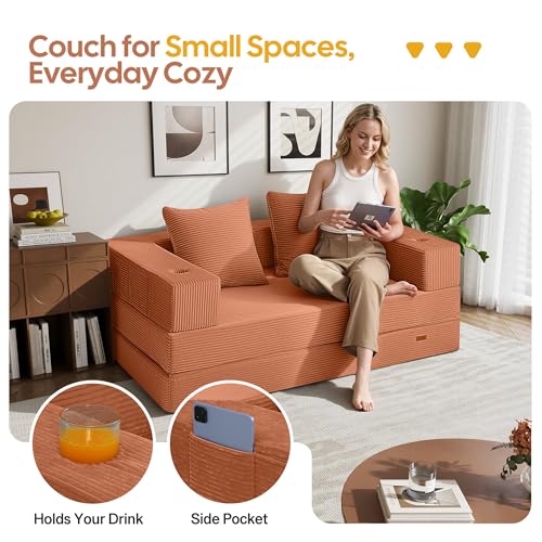 COMAX Futon Sofa Bed, Convertible Sofa Bed, Folding Boneless Couches