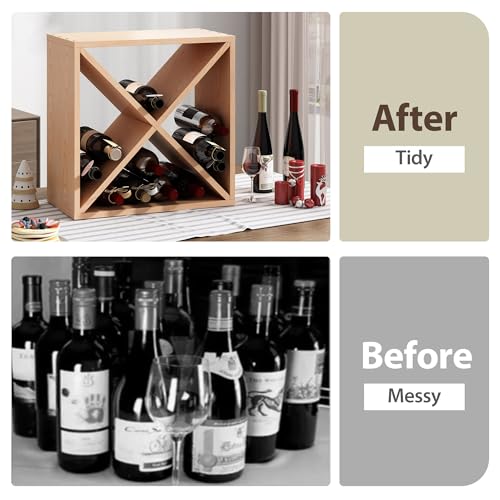 96 Bottle Wine Rack Countertop Wine Storage Cube Freestanding Wine Holder Wood Storage Shelf for Home Kitchen Bar - size: 96 Bottles