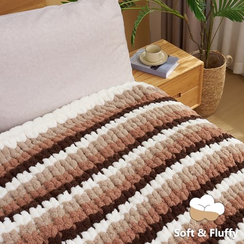 Cozyful Chunky Yarn for Hand Knitting - #10 Chunky Chenille Yarn, Jumbo Big Thick Chunky Yarns for Crocheting, Super Bulky Chunky Knit Blanket Yarns, 8 Skein (22yd, 8oz/Skein), Cream & Khaki - color: Cream & Khaki