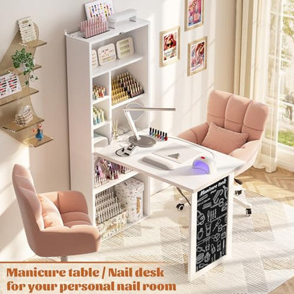 Small Folding Desk with Outlets, Fold-Out Murphy Desk Craft Table | Foldable Wall Mounted Desk Cabinet with Storage, Craft Cabinet with Fold Out Table, Multi-Function Desk for Small Spaces - color: White