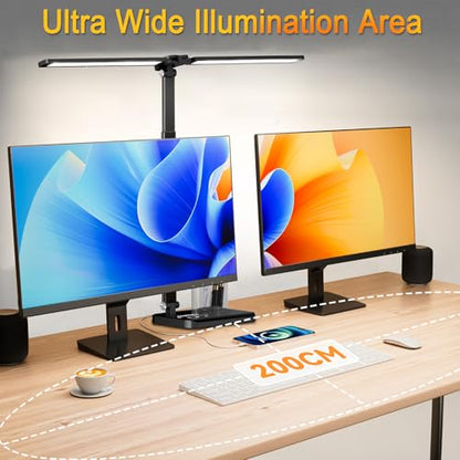 Retractable Dimmable LED Desk Lamp with USB Charging Port Desk Light | Height Adjustable 50 Lighting Modes Dual Swing Arm Architect Adjustable Table Lamp Light for Home Office Dorm Nail, Black - color: Pure Black