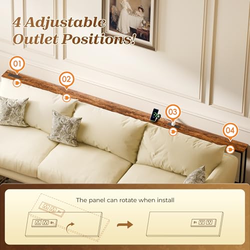 SUPERJARE 106.3 Inch Sofa Table with 2 Power Outlets and USB-C Ports | 5.9 Inch Narrow Console Table, Long Entryway Hallway Couch Table Behind Sofa, Small Spaces, Living Room, Rustic Brown - color: Rustic Brown, size: 5.9"D x 106.3"W x 29.7"H