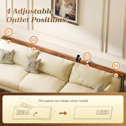 SUPERJARE 106.3 Inch Sofa Table with 2 Power Outlets and USB-C Ports | 5.9 Inch Narrow Console Table, Long Entryway Hallway Couch Table Behind Sofa, Small Spaces, Living Room, Rustic Brown - color: Rustic Brown, size: 5.9"D x 106.3"W x 29.7"H