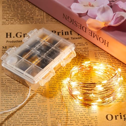 Ariceleo 4 Pack 16.4 Ft. Battery Operated Outdoor String Lights with Remote & Timer, LED Warm White Fairy Lights, Waterproof Twinkle Lights for Bedroom, Dorm, Mason Jar, Wedding, Party, Christmas - color: Warm White, size: 4 Pack-16.4 Ft