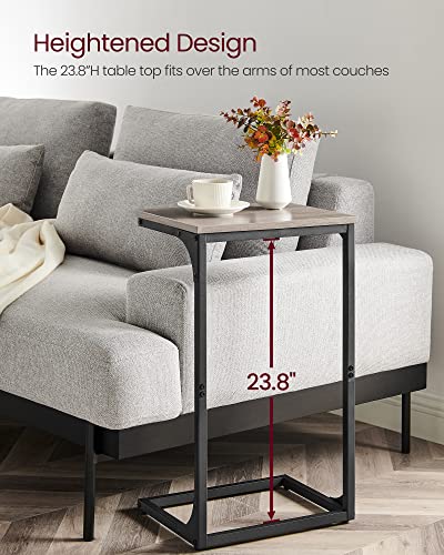 VASAGLE C-Shaped End Table, Side Table for Sofa with Metal Frame | Couch Table, Small TV Tray Table for Living Room, Bedroom, Greige and Black, Barnet Collection ULET353B02 - color: Greige + Black