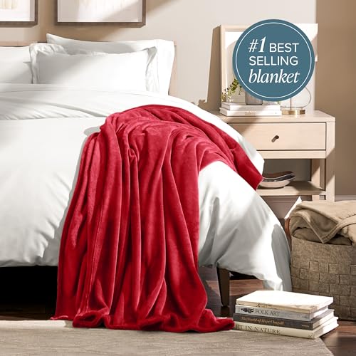 Bare Home Fleece Blanket Luxury Microplush (Full/Queen, Red) | Ultra-Soft Lightweight Blanket for Bed, Sofa, and Couch, Cozy & Warm Blanket - color: 25 - Red, size: Full/Queen