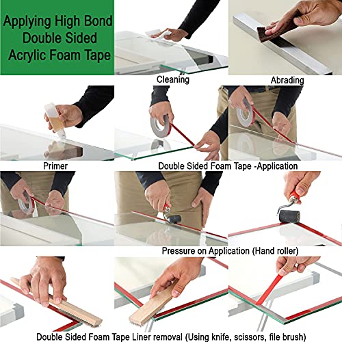Double Sided Tape Gray Acrylic Adhesive Foam Tape, Heavy Duty, Industrial Waterproof Mounting Tape, 16 FT Length x 0.99 Inch Width for LED Strip Lights, Office Decor, Home Decor and Car Decor