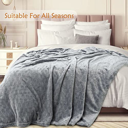 Fleece Blanket Super Soft Cozy Throw Blanket 50" x 60", Lightweight Fuzzy Comfy Textured Flannel Blanket Warm Plush Throw Blankets for Couch, Sofa, Bed, Light Grey - color: Light Grey, size: Throw-50" x 60"