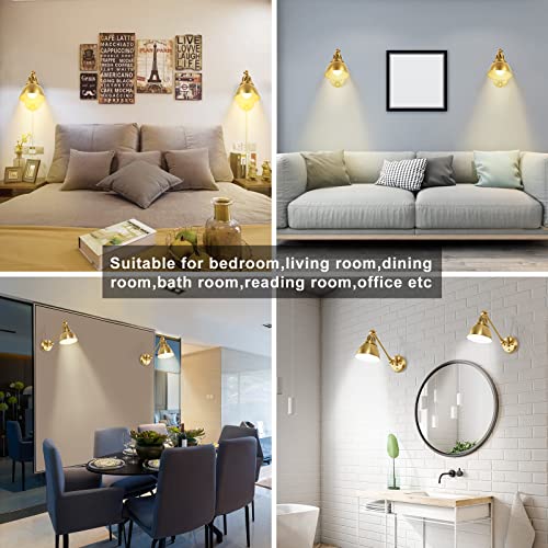 GOODATE Plug in Wall Sconces Set of Two with Remote, Stepless Colors 2700K-6500K & Stepless Dimming, Premium Golden Finish, Plug in Wall Light with Night Light & Timer, LED Bulbs Included - size: Gold-2 PACK(Bulbs+Remote)