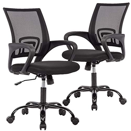 BestOffice Mesh Computer Back Support Modern Executive Adjustable Task Rolling Swivel Chair for Women,Men(2 Pack) (Black) - color: Black, size: 2 Pcs