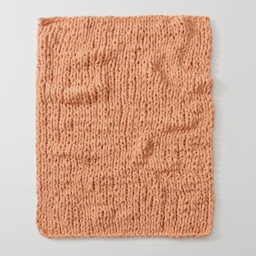 WESHIONGOO Chunky Knit Blanket Throw for Couch Bed 51"×63" Peach Fuzz | 100% Handmade Knitted Throw blanket Fluffy Soft Blanket with Jumbo Chenille Yarn Thick - color: Peach Fuzz, size: 51"x63"(Large Size Throw)