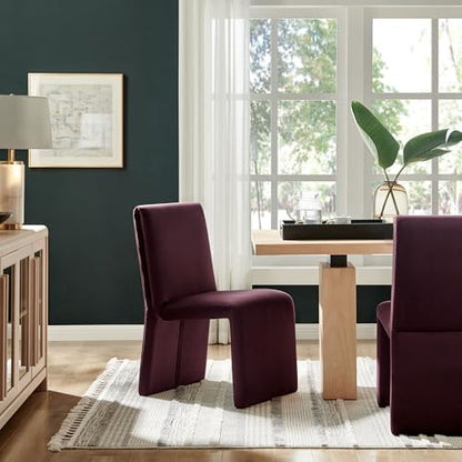 Modway Emory Upholstered Dining Side Chair in Mulberry - Single Armless Slipper Chair - Padded Performance Velvet Accent for Dining Room, Kitchen - color: Mulberry