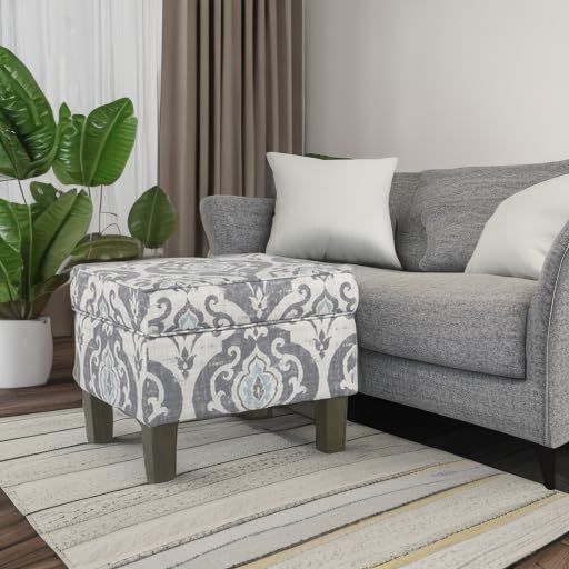 HomePop 22" Modern Rectangular Storage Ottoman - Suri Blue - color: Blue Slate