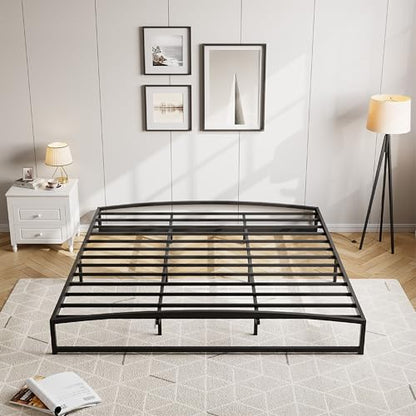 IDEALHOUSE Low Bed Frame, 6 in King Size Metal Platform Bed Frame, Black | Arch Design, Heavy Duty Bed Frame, Strong Bearing Capacity, No Box Spring Needed, - color: 6 Inch Black, size: King