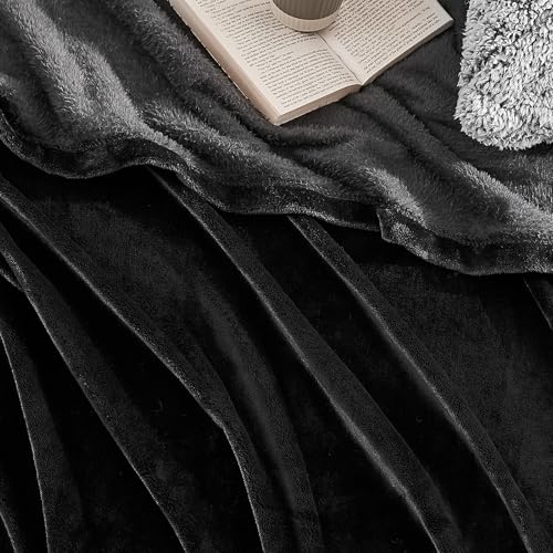 Hansleep Throw Black Fleece Blanket, Soft Flannel Bed Blanket | Fuzzy Cozy Blanket 50x60 Inches, Multi-use for Bed, Sofa, Couch, Travel, Camping, All Season Warm Lightweight Cover - color: Black, size: Throw (50x60 Inches)