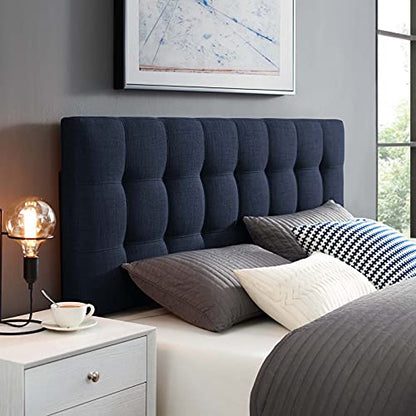 Modway Lily Tufted Linen Fabric Upholstered King Headboard in Navy - color: Navy, size: King