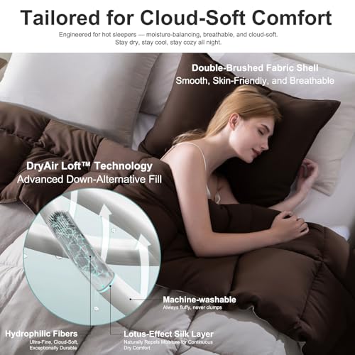 KASENTEX Twin/Twin XL Comforter Set – Reversible Dual Color – Goose Down Alternative – Ultra-Soft, Lightweight, Machine Washable, Maintain Fluffiness, All Season Warmth (Silver Cloud/Chocolate Brown) | 250 GSM Fill, Ultra-Soft, Lightweight, Machine Washab