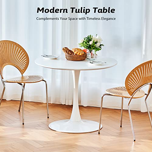 VONLUCE Round Dining Table, 36 Inch Tulip Table with MDF Top and Steel Base, Small Pedestal Table for Dining Room Kitchen Living Room More, Modern Bistro Table Kitchen Table with 220lb Capacity, White - color: 36'' White Round