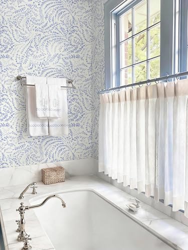 Peel and Stick Wallpaper Boho Blue Contact Paper Modern Botanical Wall Paper Waterproof Self Adhesive Removable Wallpaper for Bathroom Bedroom Kitchen Living Room Vinyl 17.3''x197'' - color: Blue Purple, size: 17.3" x 197"
