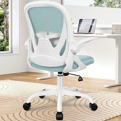 Office Chair Ergonomic Desk Chair with Adjustable Lumbar Support and Height, Swivel Breathable Desk Mesh Computer Chair with Flip up Armrests for Conference Room（Light Blue） - color: Light Blue