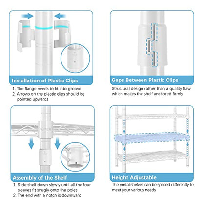 VIPEK V2 Heavy Duty Clothes Rack, Metal Closet Rack Organizer, White | Garment Racks with 4 Tiers Wire Shelving 3 Hanging Rods, Compact Freestanding Closet Metal Closet Rack, Max Load 700LBS - color: White, style: V2