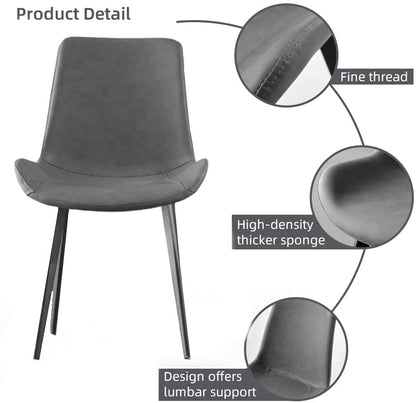 HIPIHOM Dining Chairs Set of 4, Modern Kitchen & Dining Room Chairs, Upholstered Faux Leather Cushion Seat and Sturdy Metal Legs (4 Grey Chairs) - color: Grey Chairs Set of 4