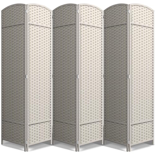Sorbus 6 Panel Room Divider 6 ft. Tall - Privacy Screen, Extra Wide Double Hinged Panels, Mesh Hand-Woven Design, Partition Room Dividers and Folding Privacy Screens, Wall Divider for Room Separation - color: Beige, size: 6 Panel