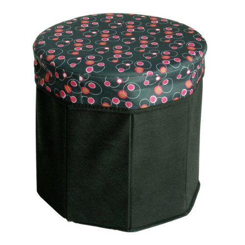 SB-N119-CIR Bubble Black Round Foldable Storage Ottoman Storage Boxes & Storage Seat Black - 30x30x31