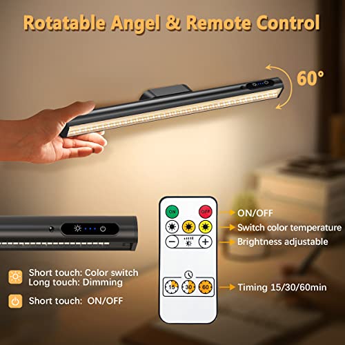 Hapfish Battery Powered Operated Wall Strip Lights, Rechargeable Magnetic LED Light Bar with Remote, Dimmable Desk Lamp, Under Cabinet Lighting Wireless for Mirror Closet Picture Room Kitchen - Black | Rechargeable with Remote,Dimmable Desk Lamp,Under Cab