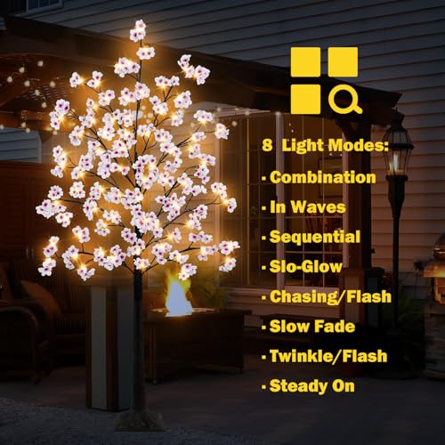 Cherry Blossom Tree, 6FT 96 Fairy Lights Artificial Lighted Tree for Home Inside Outdoor Spring Wedding Party Festival Decor, Warm White - size: 6FT